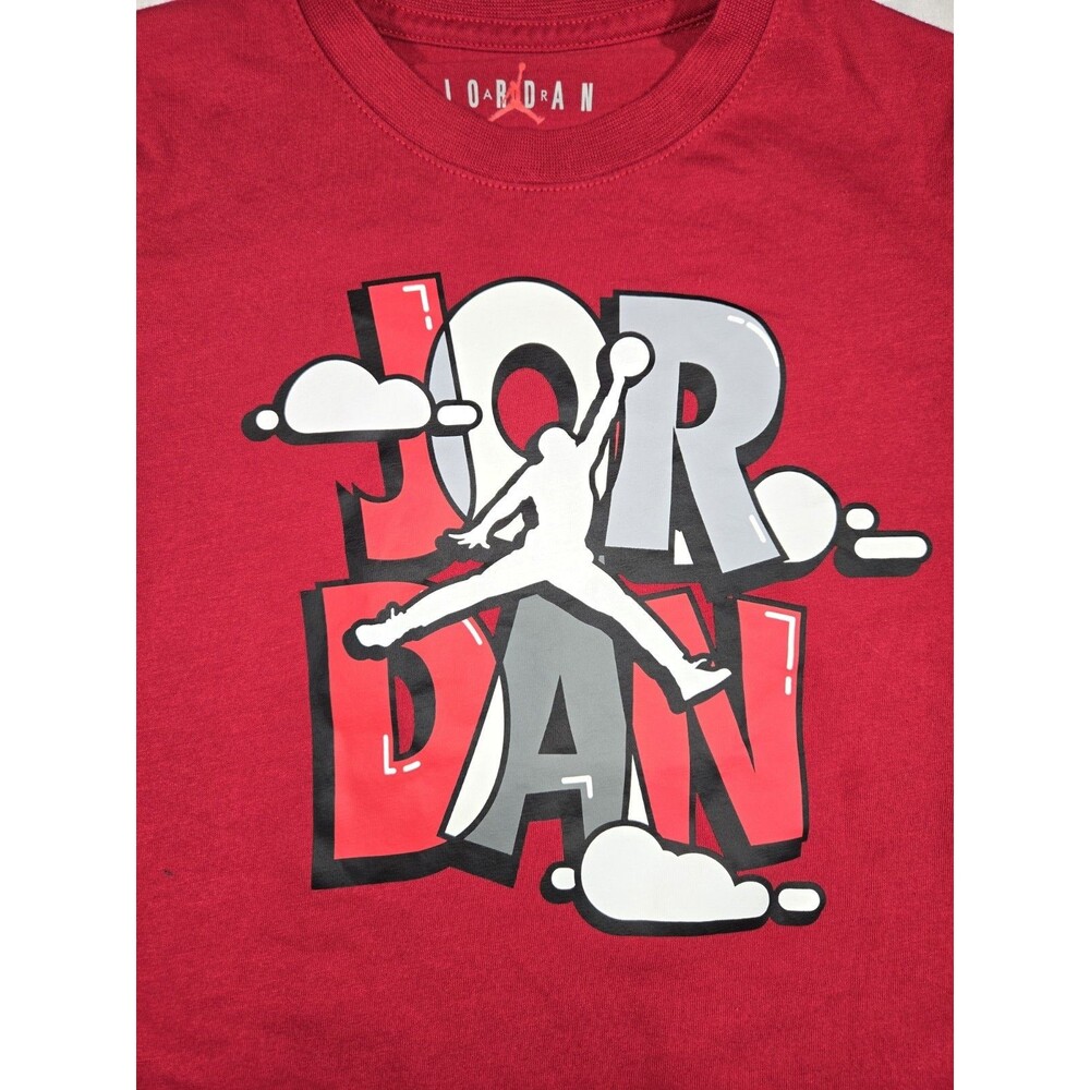 Boys Air Jordan Long Sleeve T Shirt Red Size 6 5/6yrs Poly Cotton